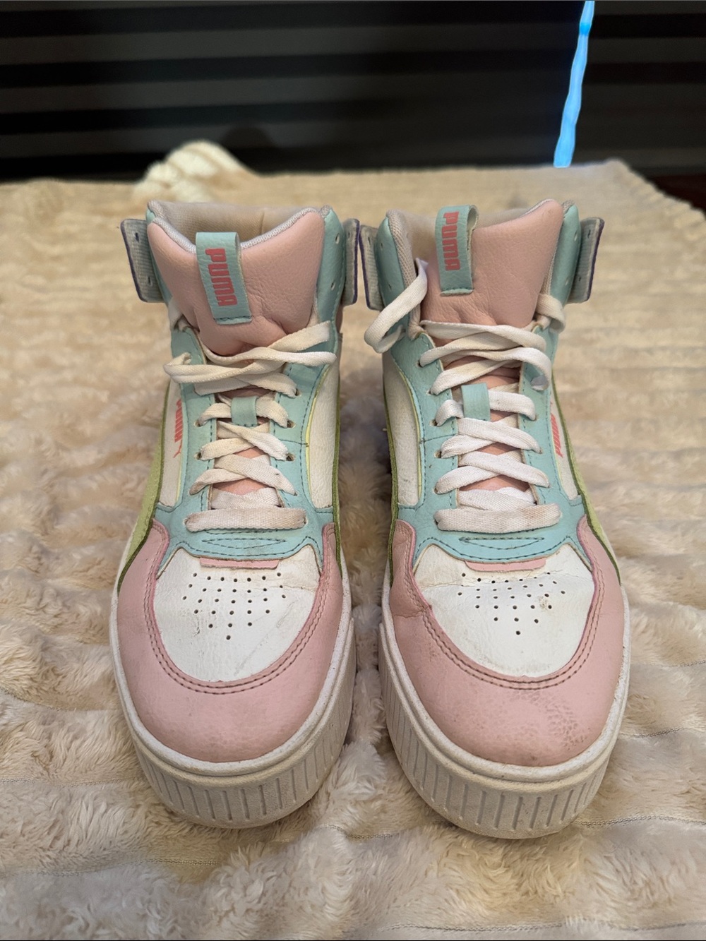 Puma Women's High-Top Sneakers in Pink, Mint & White